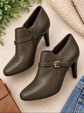 Nine West Dark Brown Ankle Booties with Buckle